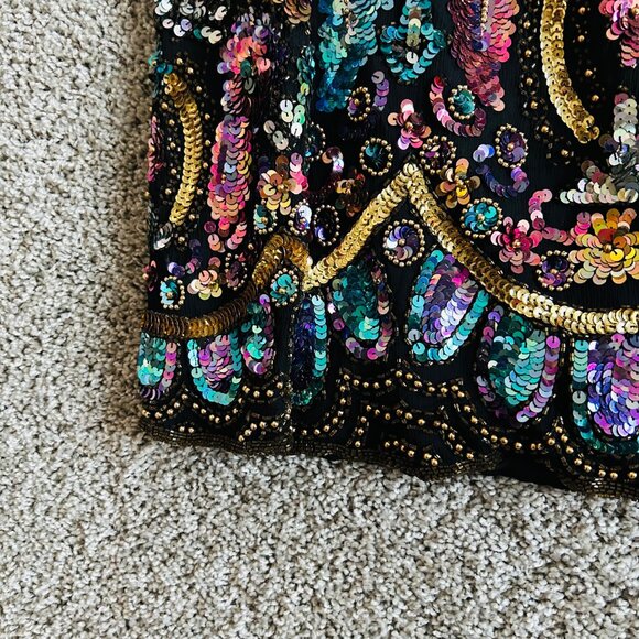 Vtg Lawrence Kazar New York Sequin Embellished Floral Colorful Sequin Jacket - Picture 8 of 16